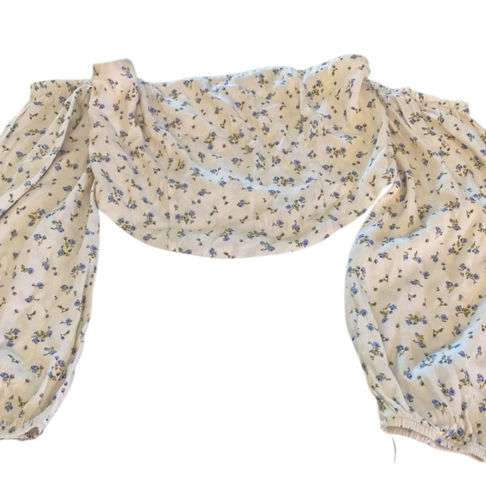 NWT Wild Fable Floral Off The Shoulder Crop Top, White, Medium